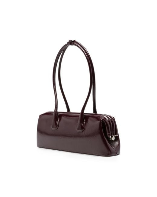 OSOI Purple Boat Wide Leather Shoulder Bag