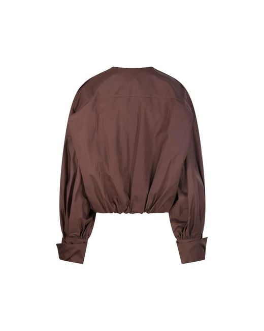 Thelatest Brown Balloon-Sleeve Shirt