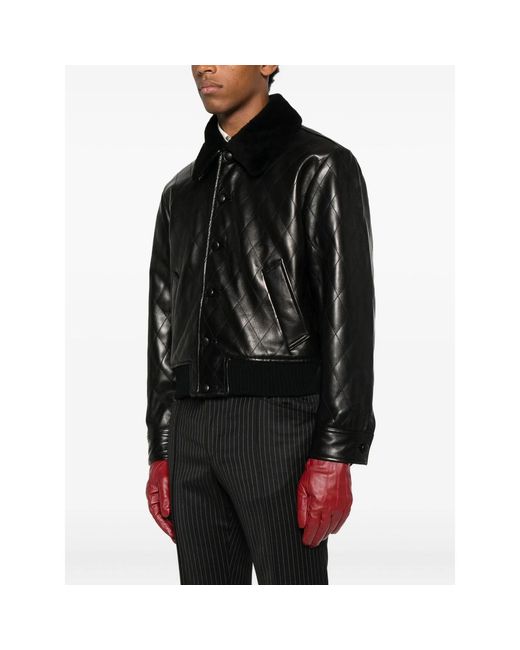 Ernest W. Baker Black Quilted Leather Jacket for men