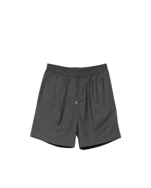 BRIGLIA Gray Molokaip Pleated Drawstring Shorts for men