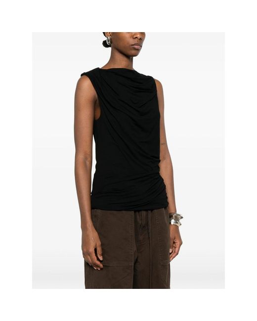 Entire studios Black Sleeveless Draped Top