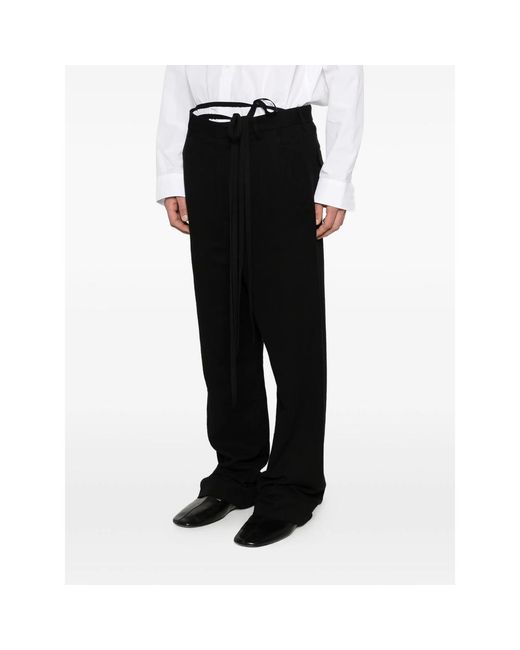 Ann Demeulemeester Black Straight Trousers for men