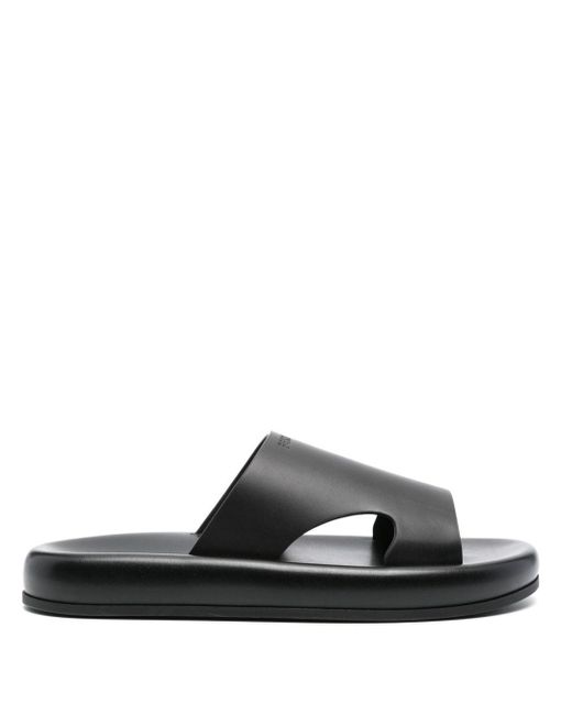 Ferragamo Black Cut-Out Leather Sandals for men