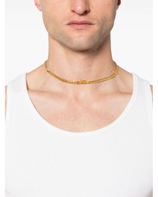 DARKAI Metallic A Vibe Crystal-Embellished Necklace for men