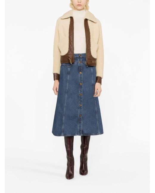 Chloé Blue A-Line Button-Up Denim Skirt