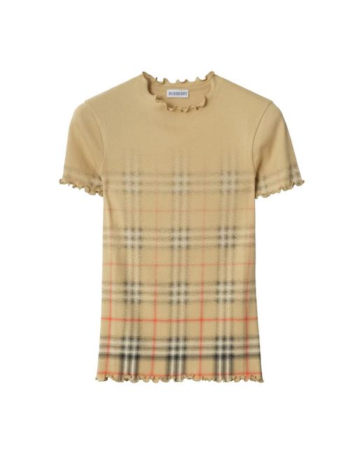 Burberry Natural Ruffled Faded-Check T-Shirt