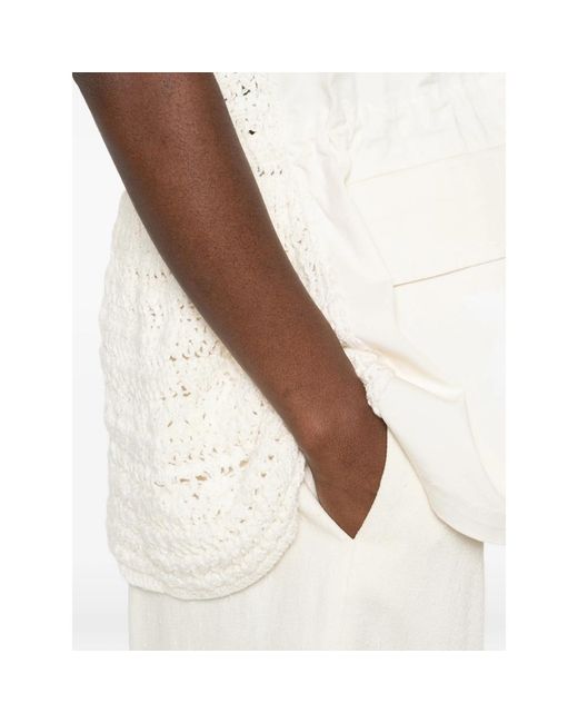 Fabiana Filippi White Stand Collar Cream Coat