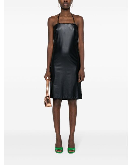 Versace Black Logo-Lettering Mini Dress