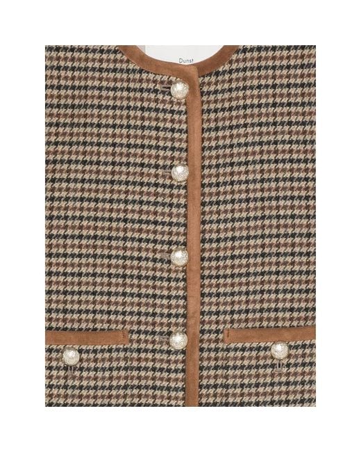 DUNST Brown Houndstooth Pearl-Button Jacket