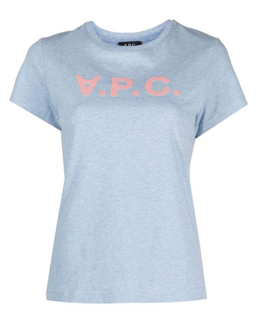 A.P.C. Blue Vpc Logo-Print Cotton T-Shirt