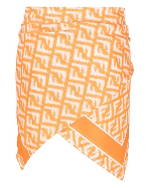 Fendi Orange Blurred-Logo Beach Scarf for men