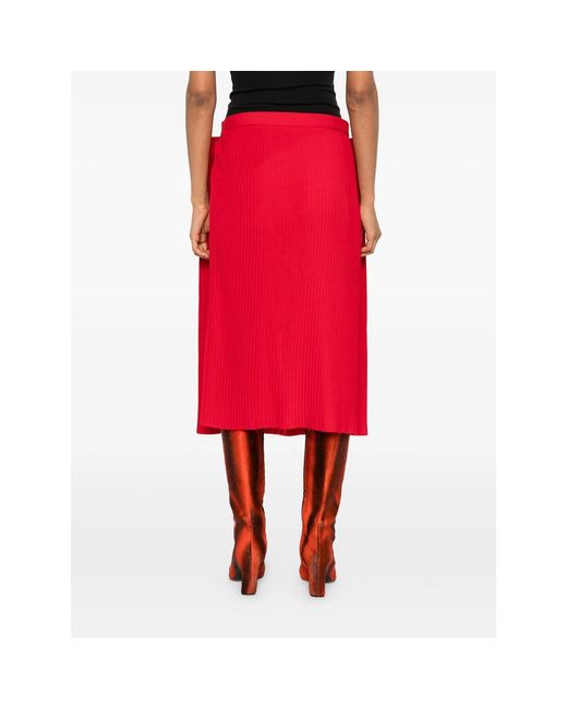 Duran Lantink Red Pleated Midi Skirt