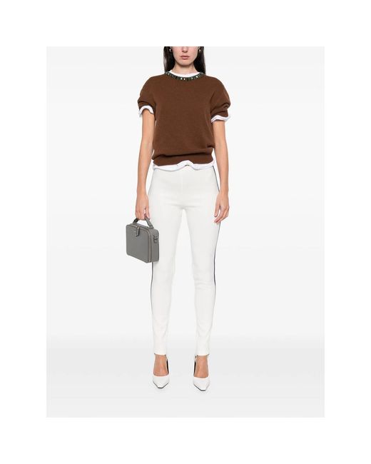 Prada White Neutrals Trousers