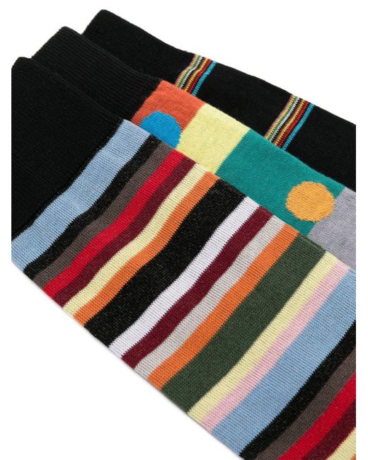 PS by Paul Smith Black Logo-Print Socks (Set Of Three) for men