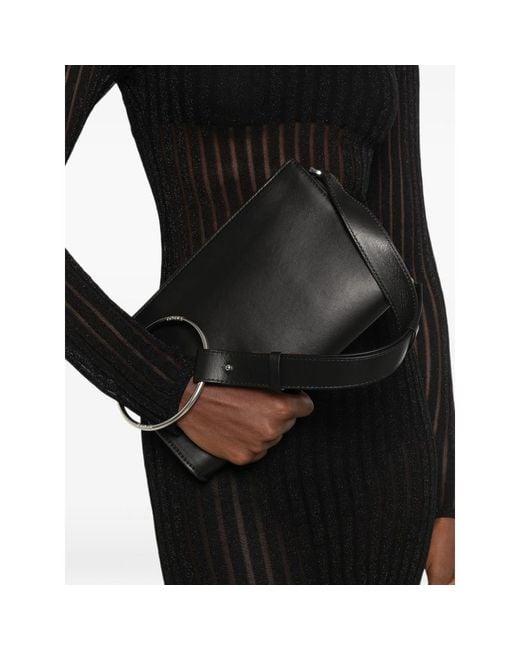 Dondup Black Ring-Handle Leather Tote Bag