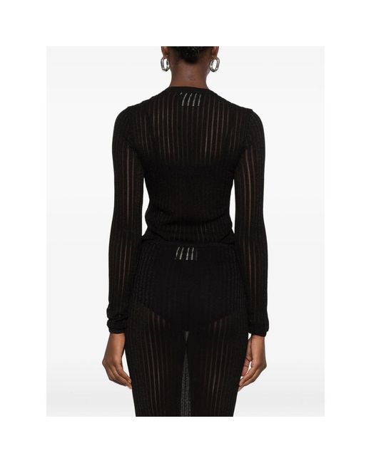 Dondup Black Sheer-Knit Cut-Out Sweater