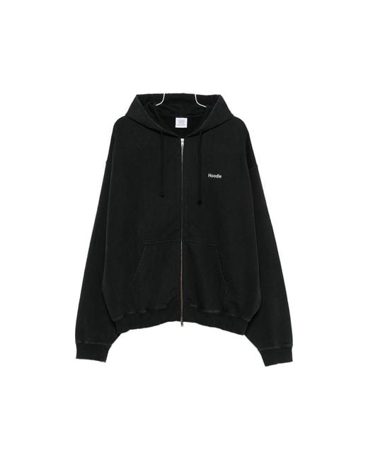 Vetements Black Logo-Print Zip-Up Hoodie for men