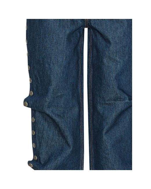 ROTATE BIRGER CHRISTENSEN Blue Buttoned Wide Leg Jeans