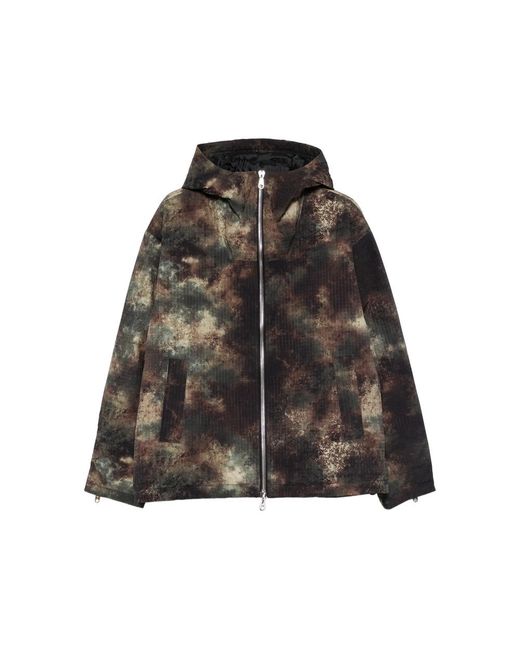 Cole Buxton Brown Camouflage-Pattern Hooded Jacket for men