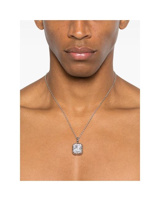 DARKAI White Radiant Square Pendant Necklace for men