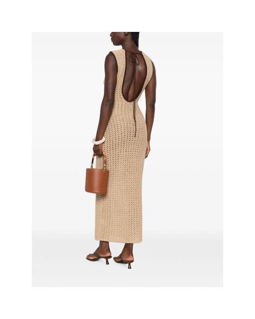 Sir Natural Crochet-Knit Open-Back Maxi Dress