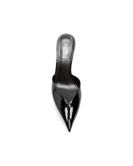 Paris Texas Black Heeled Mules