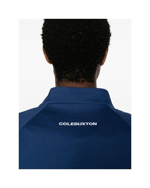 Cole Buxton Blue Logo-Print Raglan-Sleeve Jacket for men