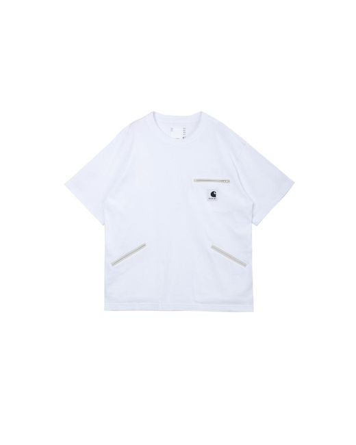 SACAI X CARHARTT WIP White X Carhartt Wip Cotton T-Shirt for men