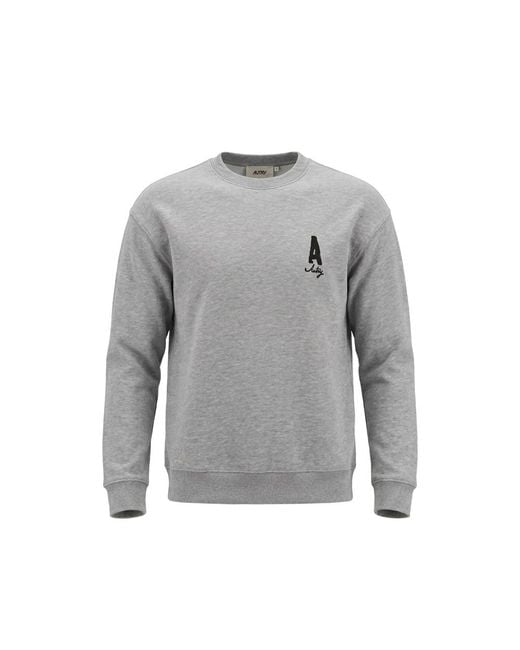 Autry Gray Logo-Print Cotton Sweater for men