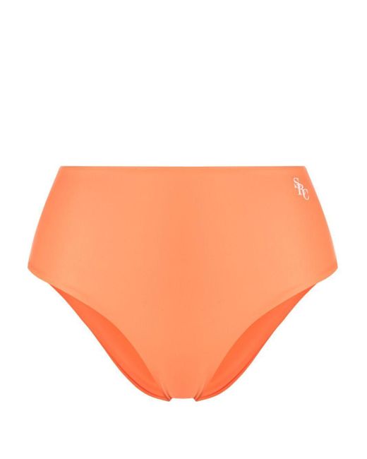Sporty & Rich Orange Brigitte High-Waisted Bikini Bottoms
