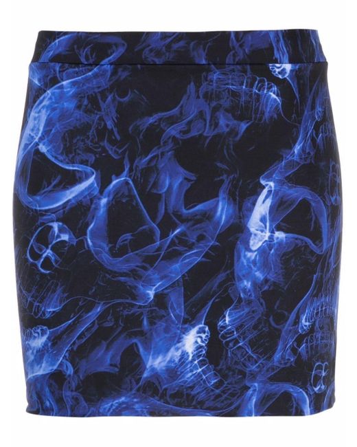 Vetements Blue Smoke Graphic-print Mini Skirt