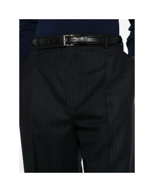 Saint Laurent Black Pinstripe-Pattern Pleated Trousers for men