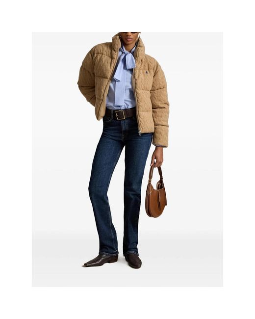 Ralph Lauren Natural Cable-Knit Quilted Jacket