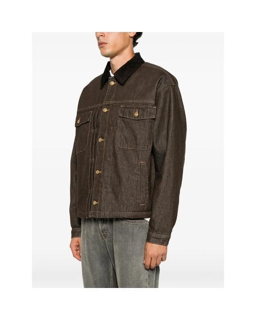 7 For All Mankind Brown Corduroy-Collar Denim Jacket for men