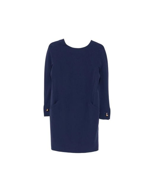 Max Mara Blue Button-Cuff Mini Dress