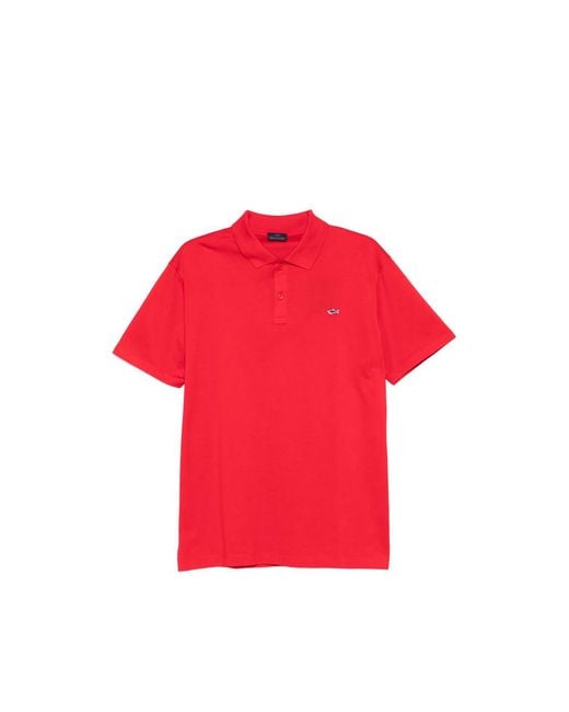 Paul & Shark Red Short-Sleeve Logo-Detail Polo Shirt for men