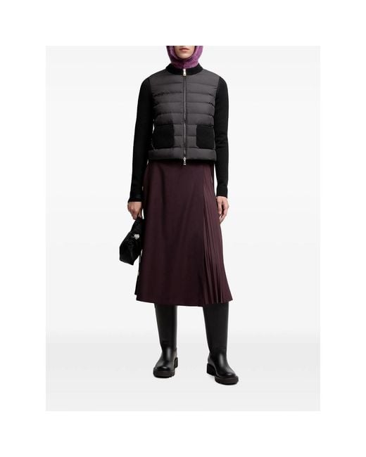 Moncler Black Quilted Panel-Detail Sweater