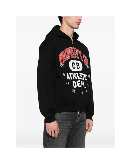 Cole Buxton Black Graphic-Print Zip-Fastening Hoodie for men