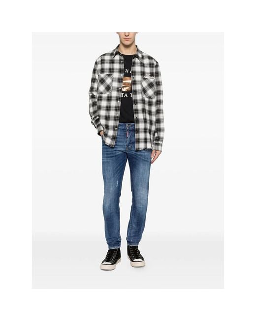 DSquared² Blue Denim Jeans With Stitching for men