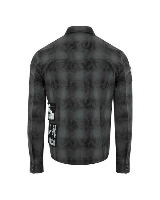 MIDNIGHT RODEO Black Flannel -Pached Shirt for men
