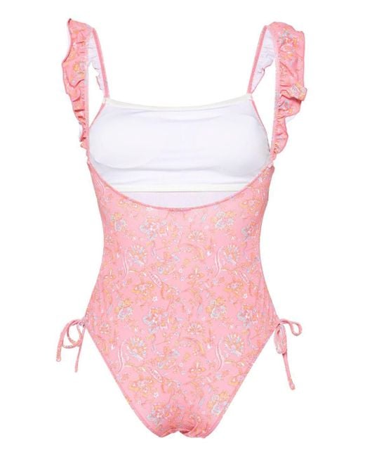 Louise Misha Pink Floral Ruffled Swimsuit