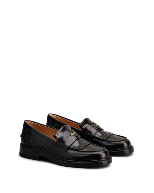 Tod's Black Logo-Plaque Leather Loafers