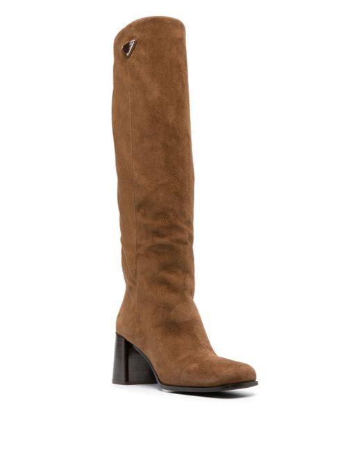 Prada Brown 65Mm Knee-High Leather Boots