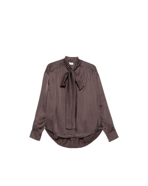 ANDAMANE Brown Mathilda Gathered Blouse