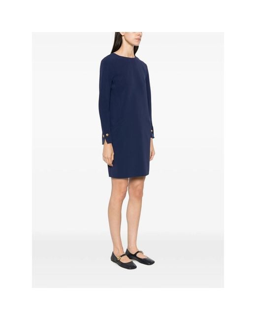 Max Mara Blue Button-Cuff Mini Dress