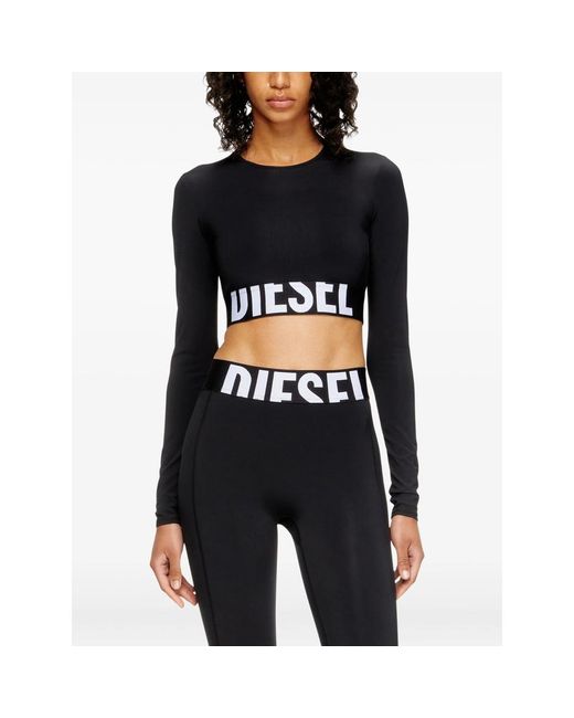 DIESEL Black Cropped Top Recycled Nylon