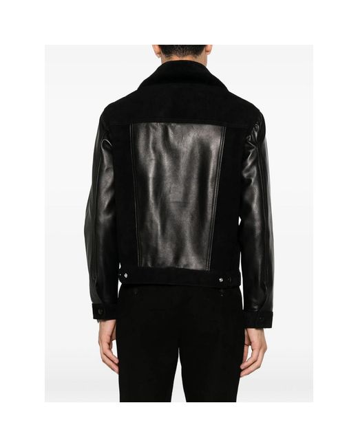 Ernest W. Baker Black Panelled Leather Jacket for men