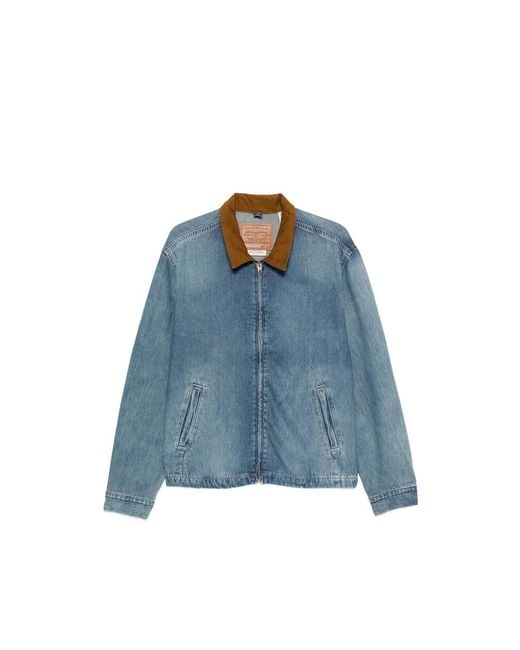 Levi's Blue Castro Corduroy-Collar Denim Jacket for men