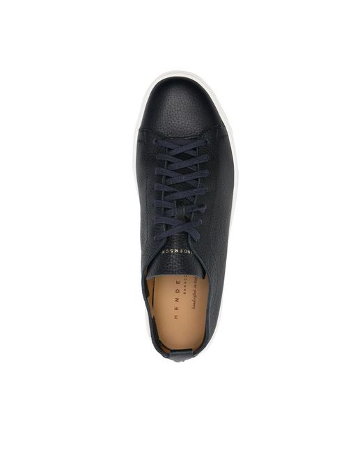 Henderson Blue Grainy Leather Sneakers for men