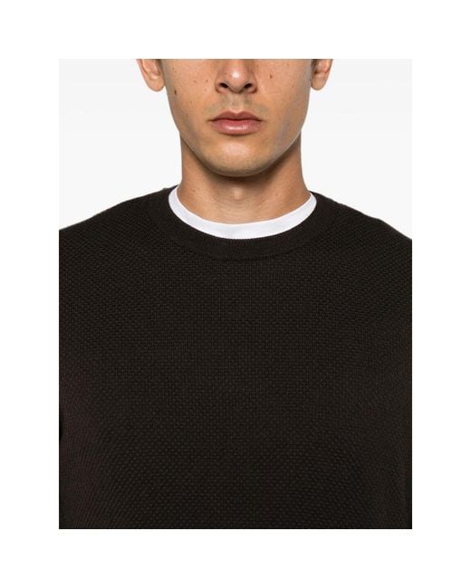 Zanone Black Waffle-Knit Sweater for men
